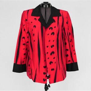 VTG Yolanda Lorente Hand Painted Silk Blazer Watermelon Abstract Art Wear Women